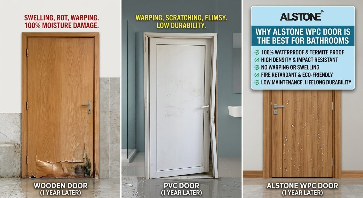 Why Alstone WPC Doors Are Best For Bathrooms vs. PVC & Wood